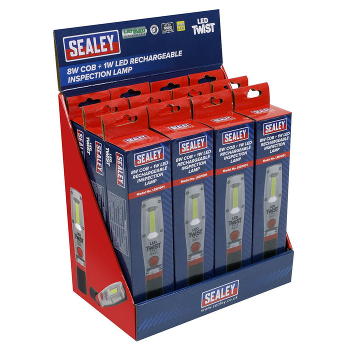 Sealey Rechargeable Inspection Light 8W LED Display Box of 12 LED1001DB Sealey - Dynamic Drive
