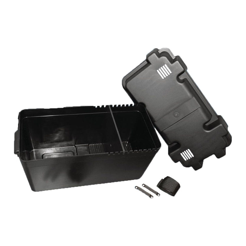 Large 110Ah Leisure Battery Box Enclosure Cover & Strap Motorhome Caravan Camper PLS  - Dynamic Drive