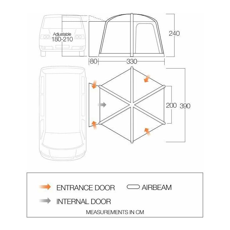 Vango HexAway Pro Air Low Drive Away Awning (180 - 210cm) Campervan Vango - Dynamic Drive