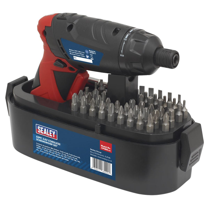 Sealey Cordless Screwdriver Set 53pc 3.6V Lithium-ion CP36S Sealey - Dynamic Drive