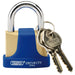 Draper Solid Brass Padlock and 2 Keys with Hardened Steel Shackle and Bumper, 42 Draper - Dynamic Drive