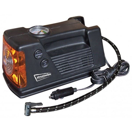 Streetwize Tyre Inflator - 12V - Compressor With Gauge & Light - 0-260 PSI Streetwize  - Dynamic Drive