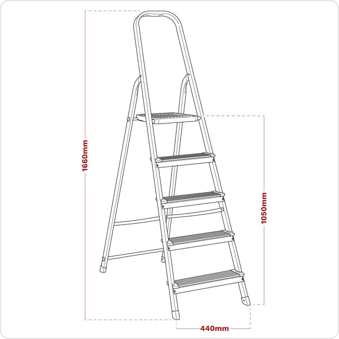Sealey Step Ladder 5-Tread Aluminium - BS EN 131 ASL5 Sealey - Dynamic Drive