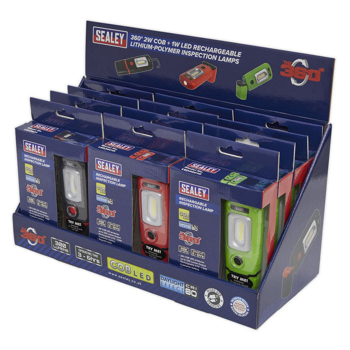 Sealey LED3601 Series Inspection Light Combination Display Pack of 12 Sealey - Dynamic Drive