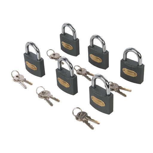 Silverline Iron Padlock Keyed Alike 6pk 50mm Silverline - Dynamic Drive