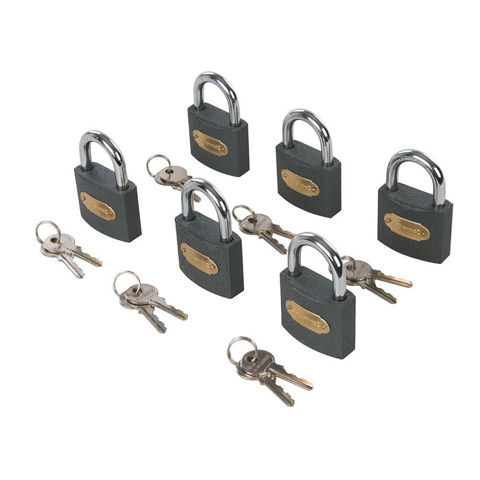Silverline Iron Padlock Keyed Alike 6pk 50mm Silverline - Dynamic Drive