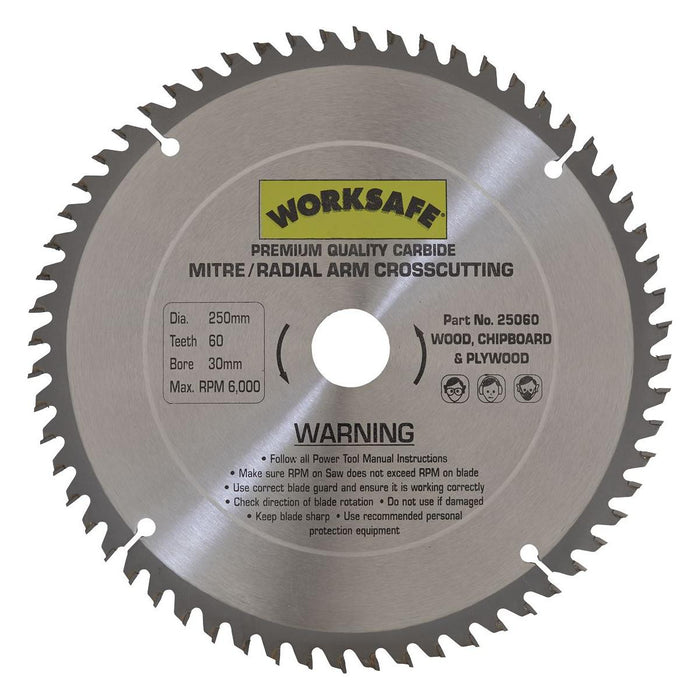 Sealey TCT Saw Blade250 x 30mm 60tpu 25060 Sealey - Dynamic Drive