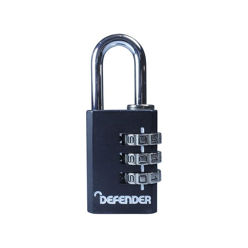 Defender Black Die-Cast Combination Padlock 30mm DEFENDER - Dynamic Drive