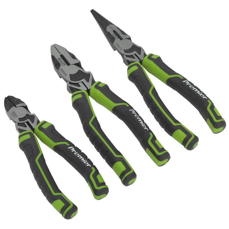 Sealey Pliers Set 3pc High Leverage Hi-Vis Green AK8376HV Sealey - Dynamic Drive