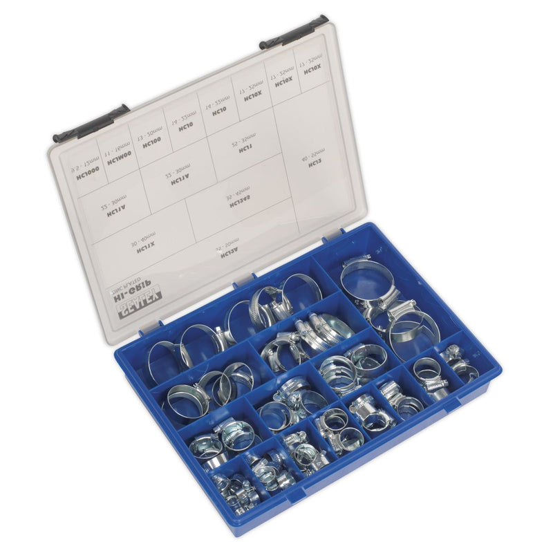 Sealey HI-GRIP Hose Clip Assortment 81pc Sizes 9.5-55mm HCJ85AC Sealey  - Dynamic Drive