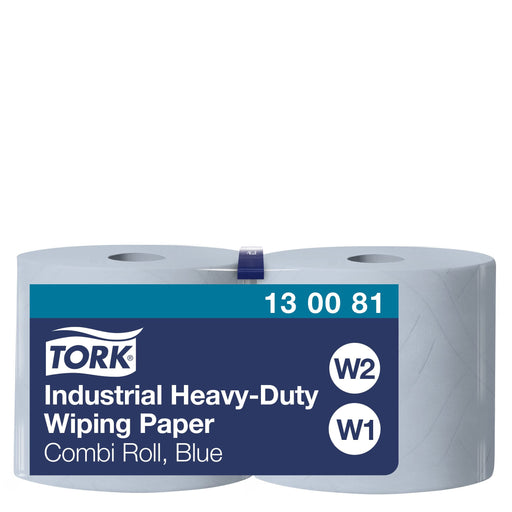 Tork 3 Ply Premium Industrial Heavy Duty Wiping Paper Blue 2 x 119m Combi Rolls Tork  - Dynamic Drive