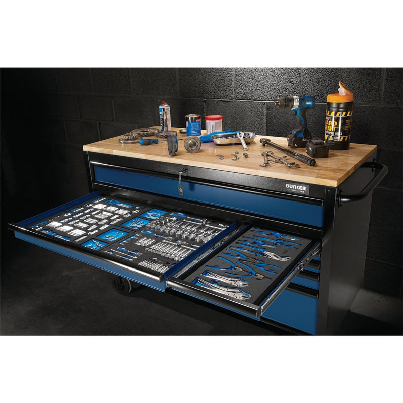 Draper BUNKER Workbench Roller Tool Cabinet, 10 Drawer, 56", Blue 08237 Draper - Dynamic Drive