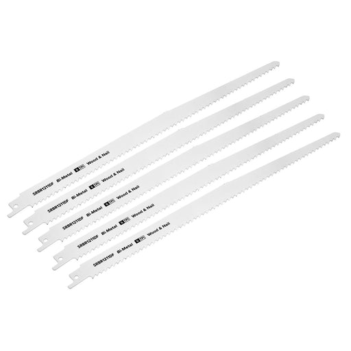 Sealey Reciprocating Saw Blade Wood & Nail 300mm 6tpi Pack of 5 SRBR1211DF Sealey - Dynamic Drive