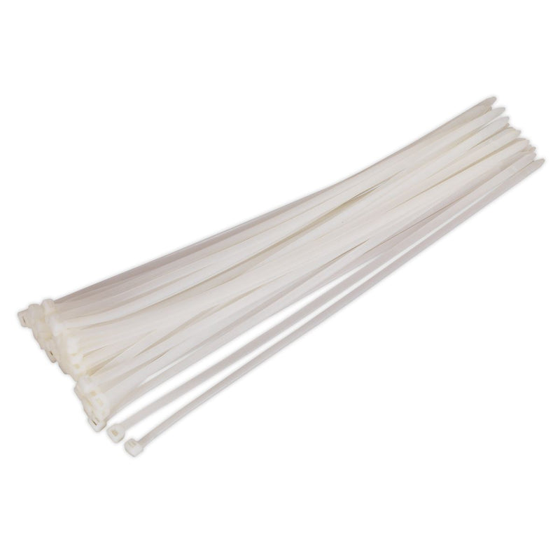 Sealey Cable Tie 450 x 7.6mm White Pack of 50 CT45076P50W Sealey - Dynamic Drive