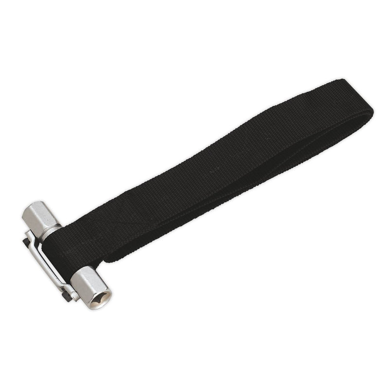 Sealey Oil Filter Strap Wrench 300mm Capacity 3/8" & 1/2"Sq Drive AK6403 Sealey  - Dynamic Drive