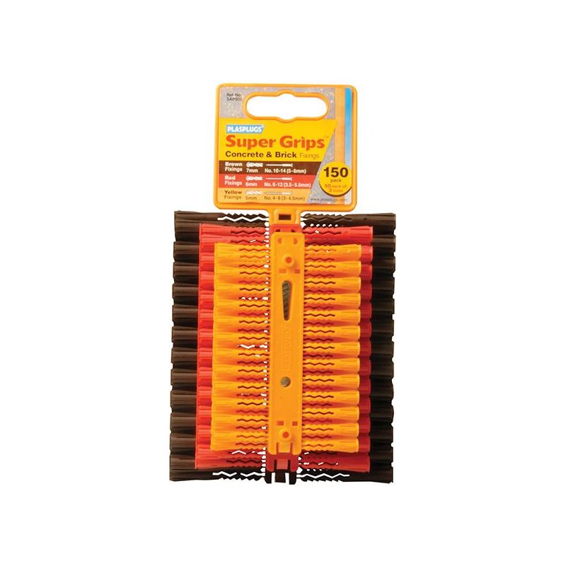 Plasplugs SAP 505 Solid Wall Super Grips™ Fixings Assorted (150) Plasplugs - Dynamic Drive