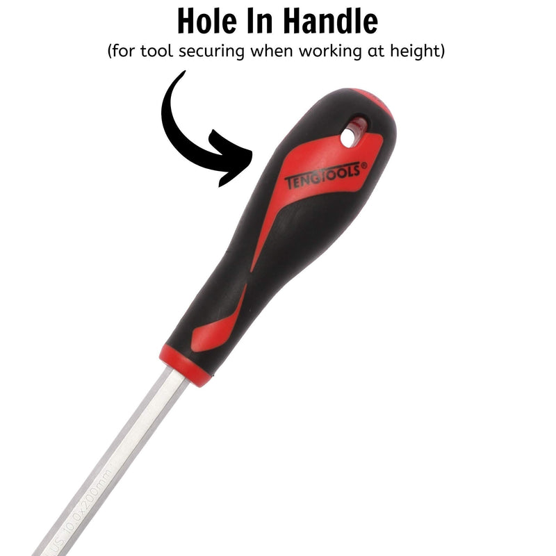 Teng Tools Flat Screwdriver 1.6 x 10.0 x 200mm XL Hex Shaft Teng Tools - Dynamic Drive