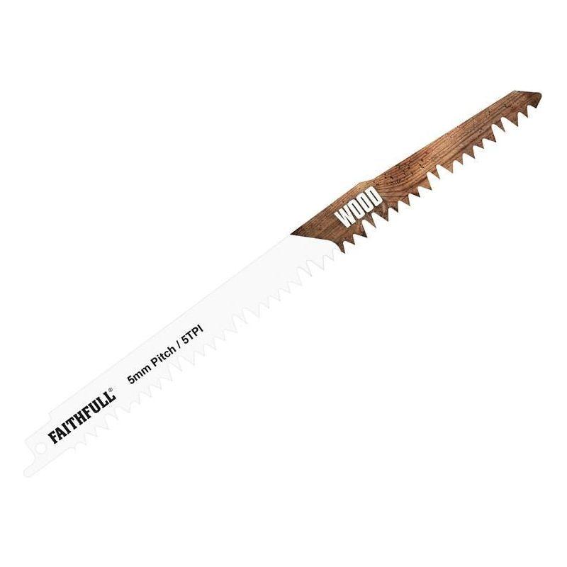 Faithfull S1531L Sabre Saw Blade Wood 240mm 5 TPI (Pack of 5) Faithfull - Dynamic Drive