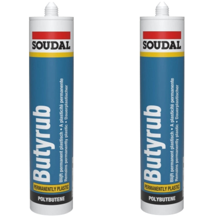 Soudal Butyrub Non Setting Butyl bedding Sealant Seitz Window Glazing White x2 Soudal  - Dynamic Drive