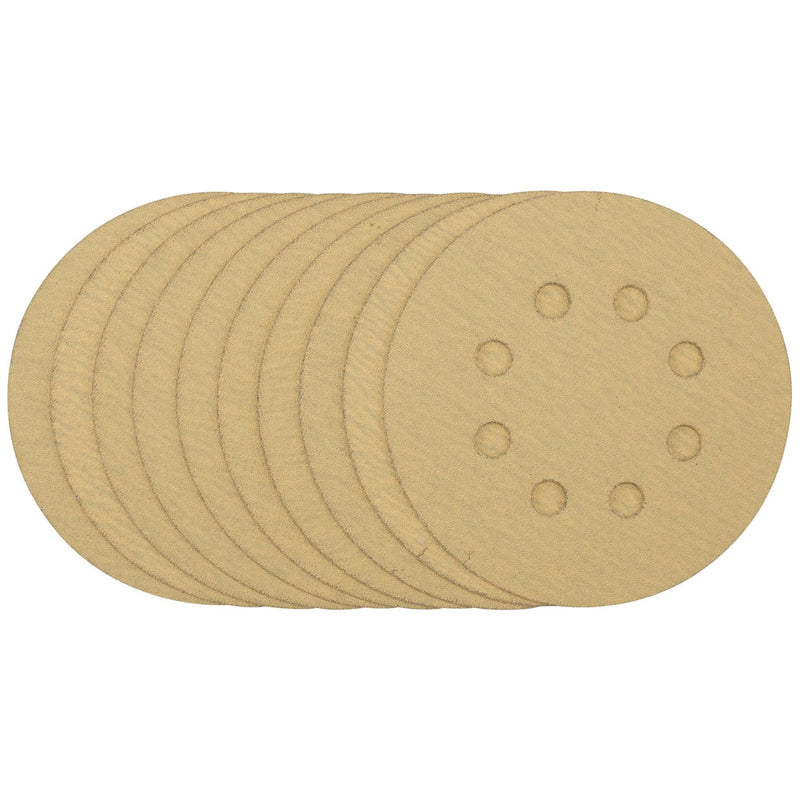 Draper Gold Sanding Discs with Hook & Loop, 125mm, 120 Grit (Pack of 10) 58111 Draper - Dynamic Drive