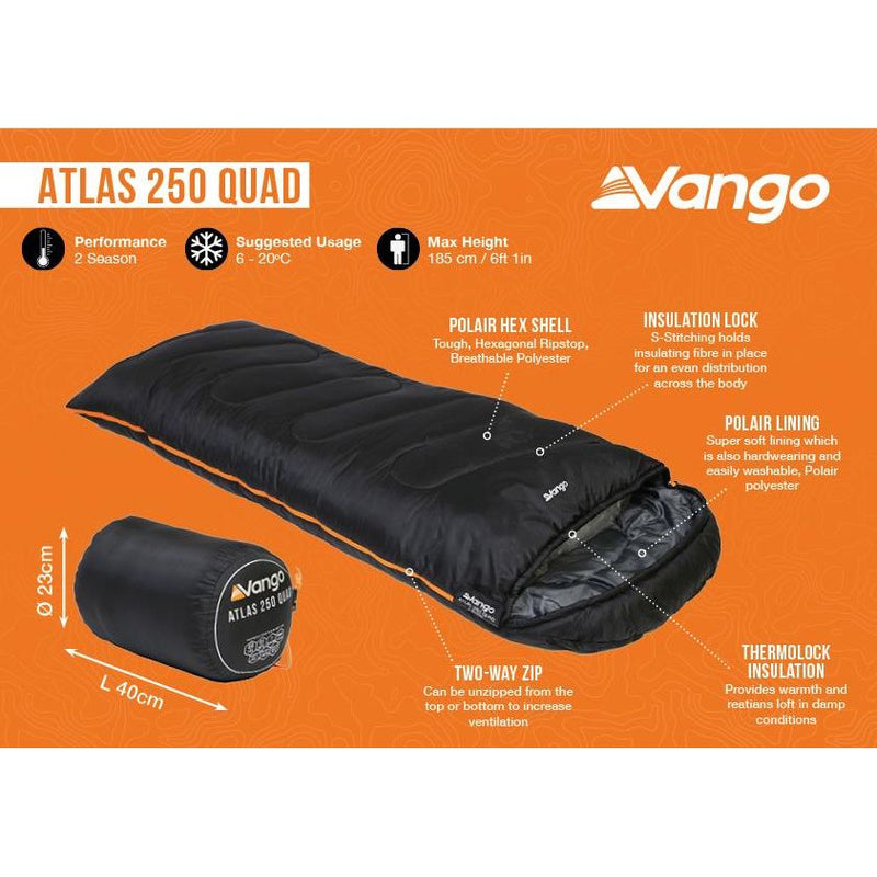 Vango Atlas 250 Quad Sleeping Bag Black Vango - Dynamic Drive
