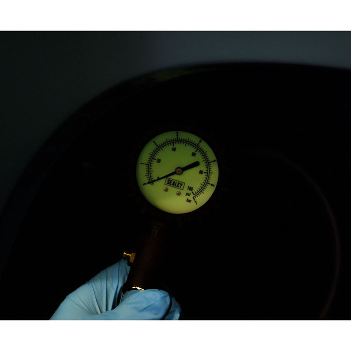 Sealey Tyre Inflator Clip On Connector Glow in the Dark Dial Gauge Air Line Pump Sealey  - Dynamic Drive