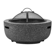 Dellonda Round MgO Fire Pit with BBQ Grill Ø60cm Safety Mesh Screen - Dark Grey Dellonda - Dynamic Drive