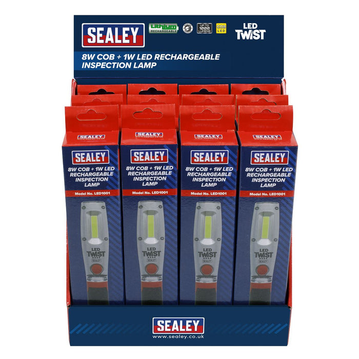 Sealey Rechargeable Inspection Light 8W LED Display Box of 12 LED1001DB Sealey - Dynamic Drive