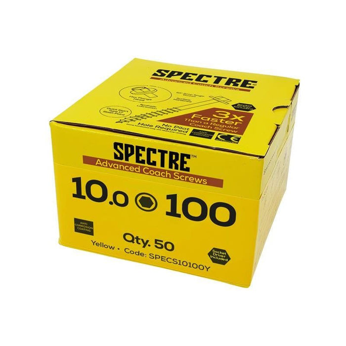 Forgefix Spectre™ Coach Screw Hexagon Head ZY M10 x 100mm Box 50 ForgeFix - Dynamic Drive