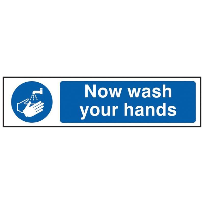 Scan Now Wash Your Hands - PVC Sign 200 x 50mm Scan - Dynamic Drive