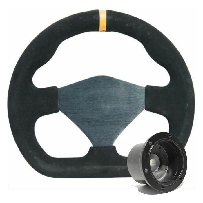 250mm Black Moulded Steering Wheel + Boss fits Vauxhall Corsa 85>94 Mountney Classic  - Dynamic Drive