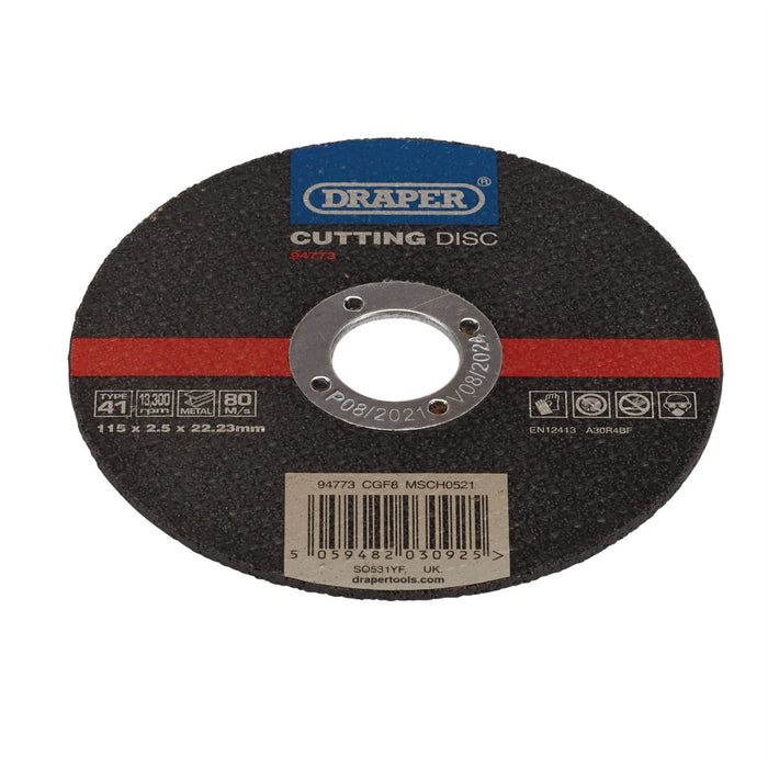 Draper Metal Cutting Disc, 115 x 2.5 x 22.23mm 94773 Draper - Dynamic Drive