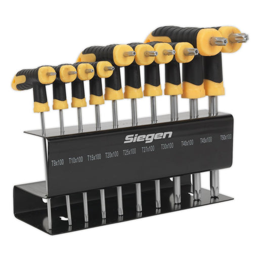 Siegen 10pc T-Handle Trx-Star Security Key Set T9-T50 in Metal Stand Torx Trx Siegen  - Dynamic Drive