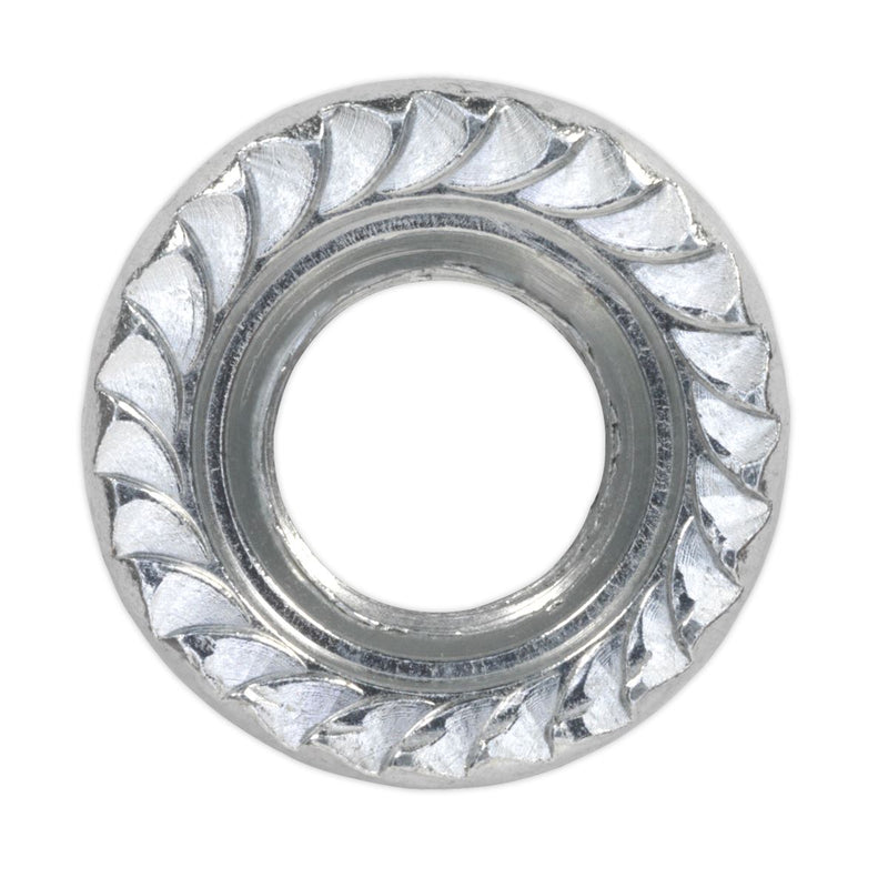 Sealey Flange Nut Serrated M10 Zinc DIN 6923 Pack of 100 FN10 Sealey  - Dynamic Drive