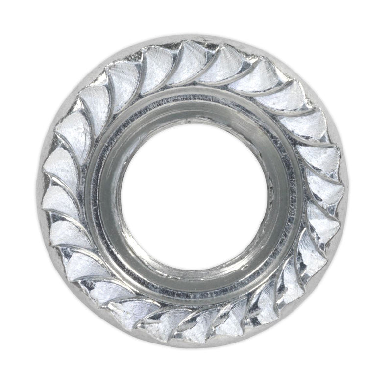 Sealey Flange Nut Serrated M10 Zinc Pack of 100 FN10 Sealey - Dynamic Drive