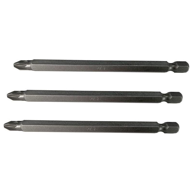 Faithfull Pozidriv S2 Power Screwdriver Bits PZ2 x 100mm (Pack 3) Faithfull - Dynamic Drive