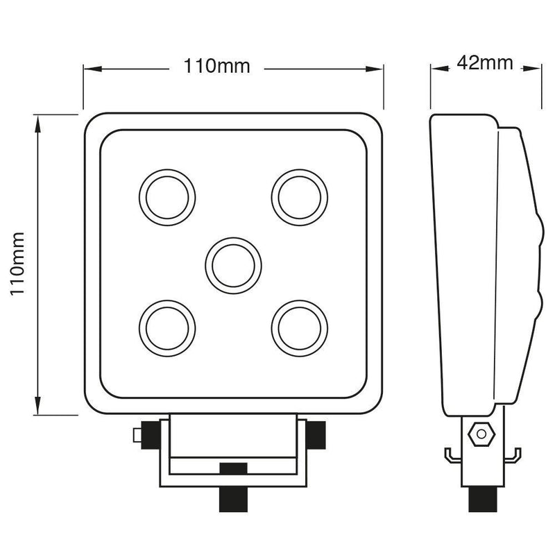 Ring Automotive RCV9596 6-LED Square Flood Work Lamp, 12/24 V Ring Automotive - Dynamic Drive