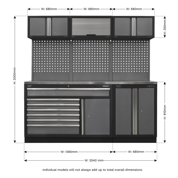 Sealey Superline Pro 2.04m Storage System Stainless Steel Worktop Sealey - Dynamic Drive