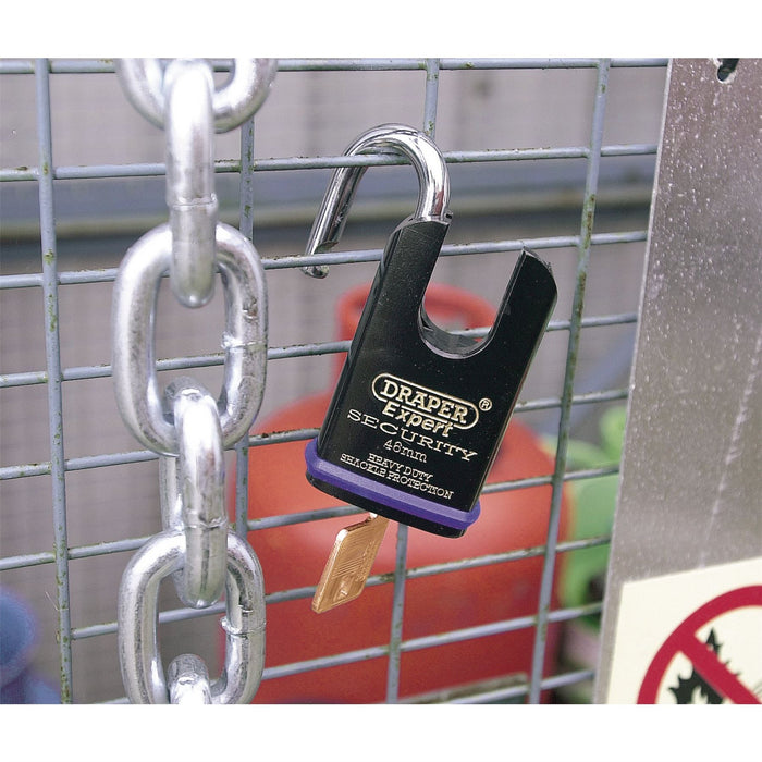 Draper Heavy Duty Padlock and 2 Keys with Shrouded Shackle, 46mm 64196 Draper - Dynamic Drive