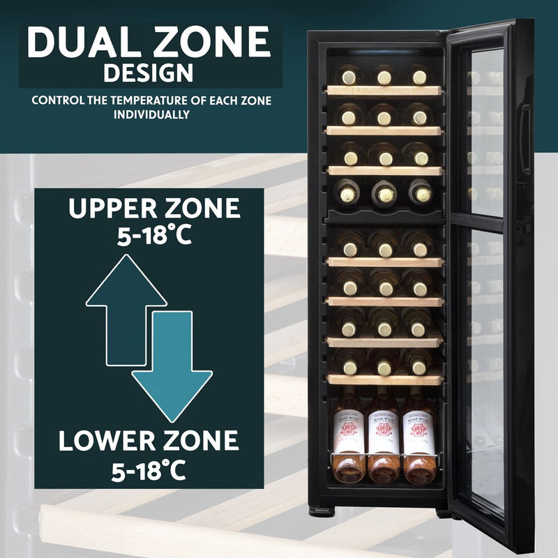 Baridi 27 Bottle Dual Zone Wine Fridge & Cooler DH90 Baridi - Dynamic Drive
