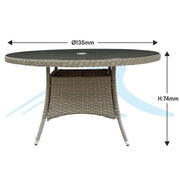 Dellonda Chester Rattan Wicker Round Outdoor Dining Table Tempered Glass Top Dellonda - Dynamic Drive