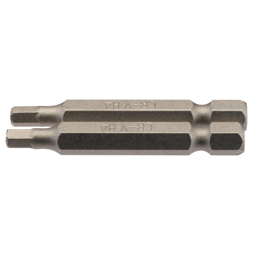 Draper Hexagonal Insert Bit, 4mm, 1/4" Hex, 50mm Long (Pack of 2) 64254 Draper - Dynamic Drive