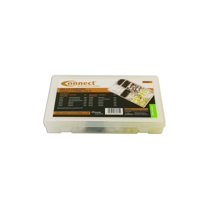 Connect for Peugeot/Citroen Assorted Trim Clips 345pc 36035 Tool Connection - Dynamic Drive