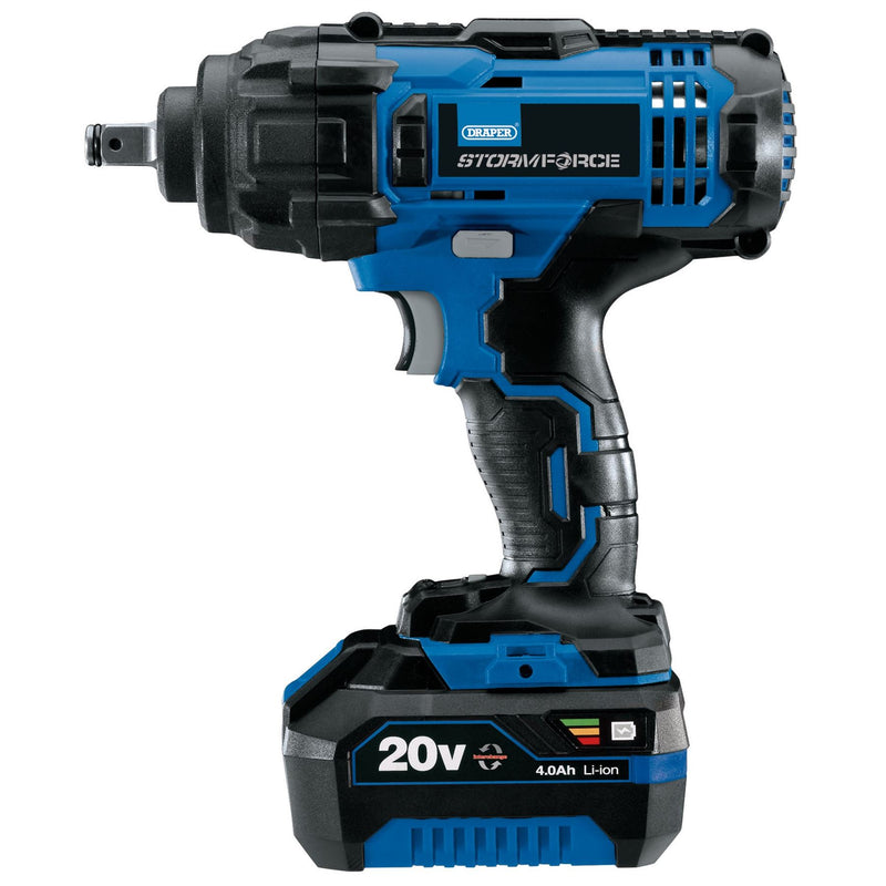 Draper Storm Force 20V Mid-Torque Impact Wrench, 1/2" Sq. Dr., 400Nm, 1 x 4.0Ah Draper - Dynamic Drive