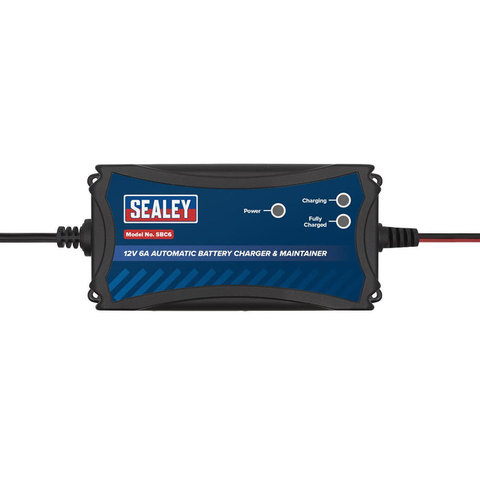 Sealey SBC6 3-Stage 12V 6A Fully Automatic Battery Charger NEW Sealey  - Dynamic Drive
