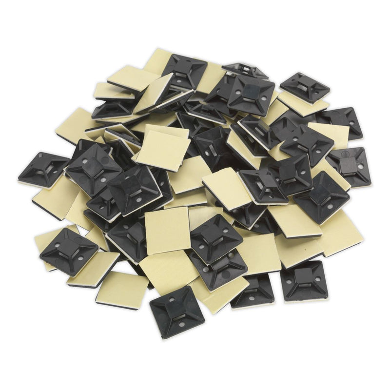 Sealey Self-Adhesive Cable Tie Mount 30 x 30mm Black Pack of 100 CTM3030B Sealey - Dynamic Drive