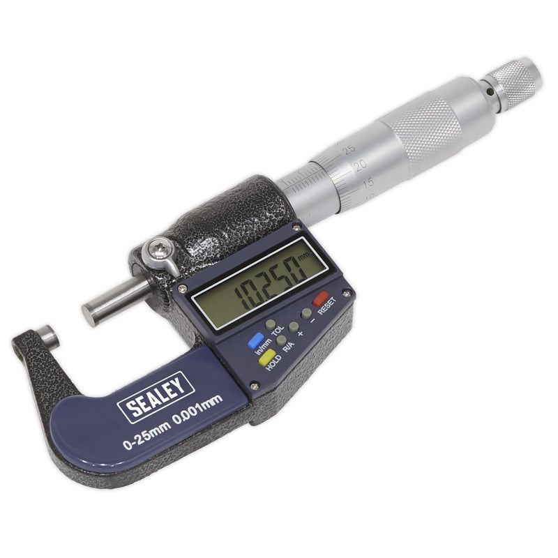 Sealey Digital External Micrometer 0-25mm(0-1") AK9635D Sealey - Dynamic Drive