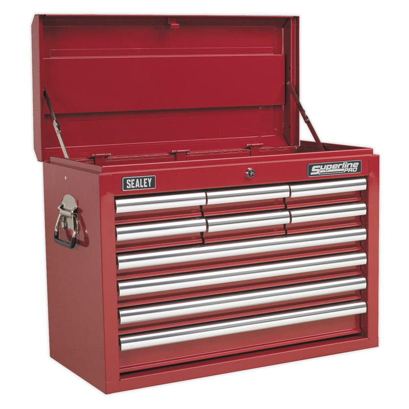 Sealey Topchest 10 Drawer with Ball-Bearing Slides Red AP33109 Sealey - Dynamic Drive