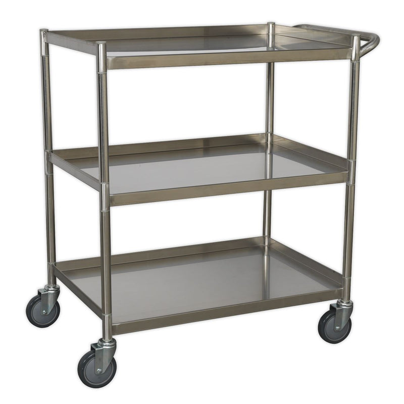 Sealey Workshop Trolley 3-Level Stainless Steel CX410SS Sealey - Dynamic Drive