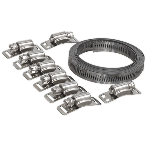 Sealey Hose Clamp Set 12.7mm Band 8 Tension Clamps Air Pipe Clip Fuel Line Sealey  - Dynamic Drive